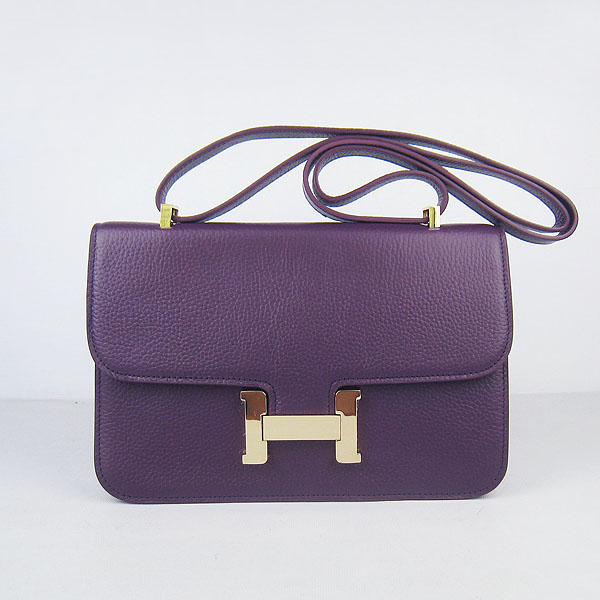 H020 Hermes Costanza Togo pelle singola Borsa Viola Oro hardwa